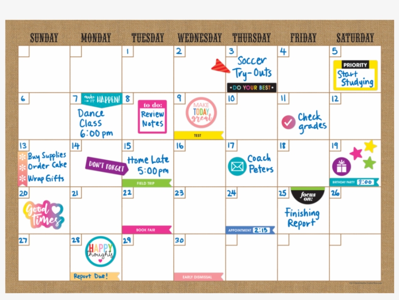 Clingy Thingies Burlap Calendar Set - Clingy Thingies, transparent png download