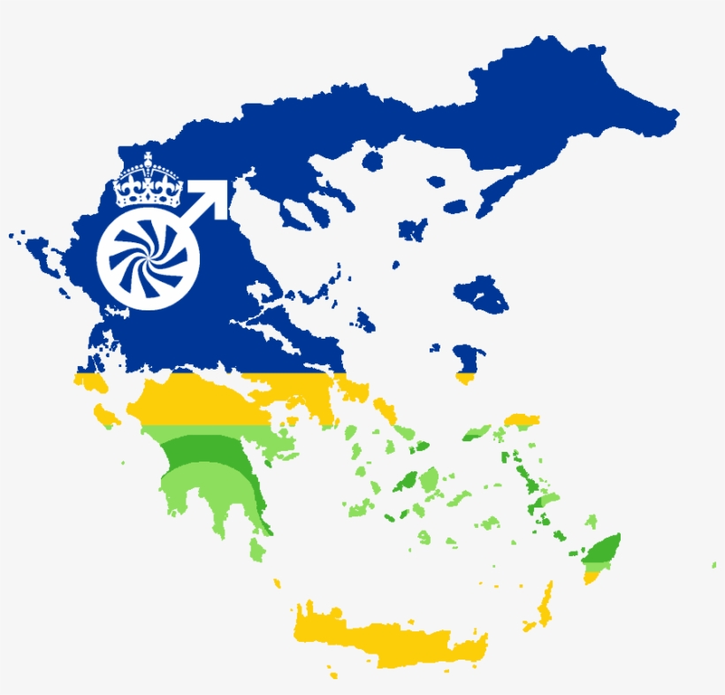 Flag Map Of Greek Mse - Greece Map, transparent png download