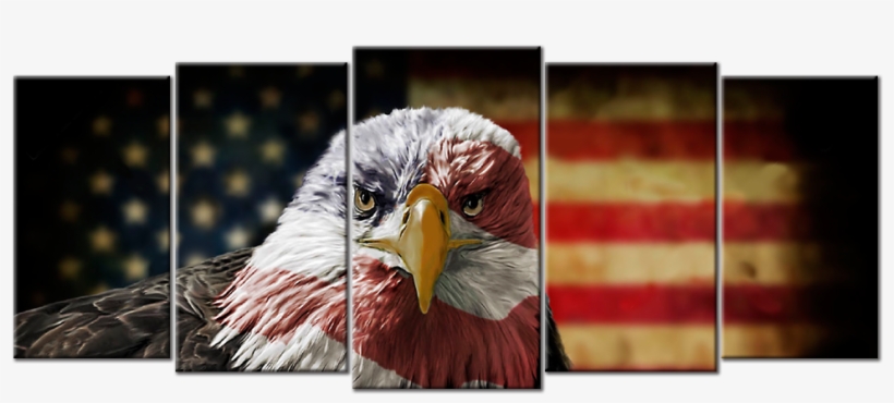 Patriotic American Flag With Eagle Extra Large 5-panel - Canvas, transparent png download