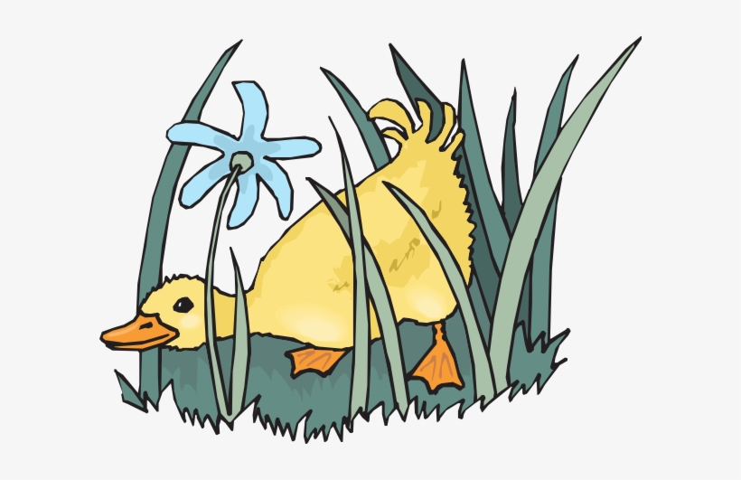 Duckling In The Grass Svg Clip Arts 600 X 451 Px, transparent png download