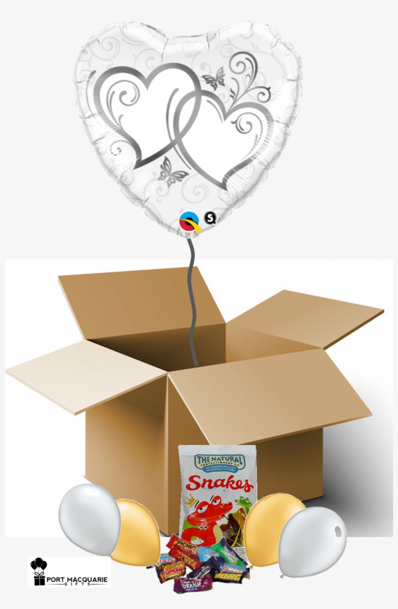 Silver Hearts - Qualatex Entwined Hearts Foil Balloon, transparent png download