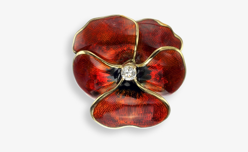 Nicole Barr Designs 18 Karat Gold Necklace Pansy Red - Diamond Red Poppy Necklace - 18k Gold 18 Inch, transparent png download