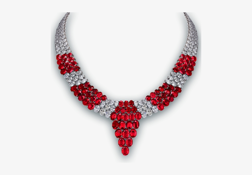 Pigeon Blood Ruby And Diamond Necklace - Red Jewelry Png, transparent png download