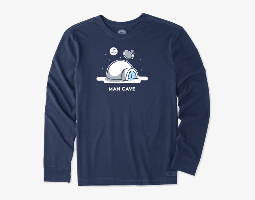 Men's Snow Man Cave Long Sleeve Crusher - T-shirt, transparent png download