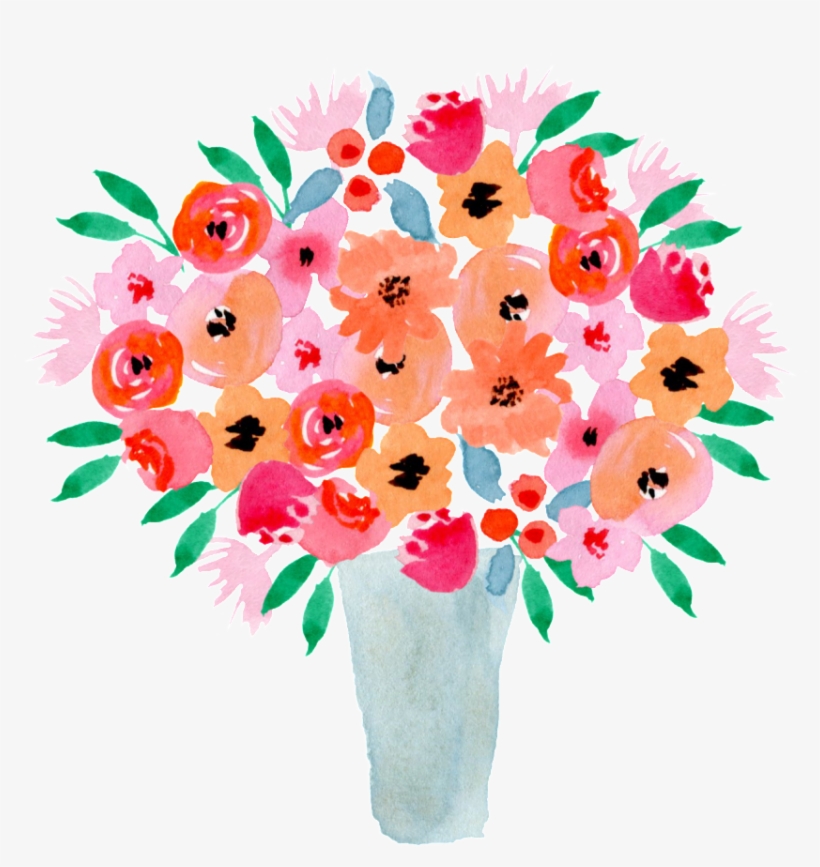 Watercolor Vase Decoration Vector - Bouquet Logo Png, transparent png download