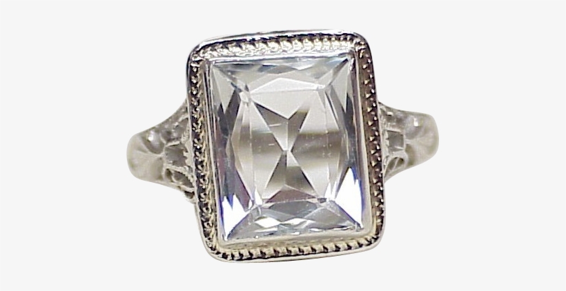 Art Deco Goshenite 4 Carat Ring 18k White Gold Filigree, transparent png download
