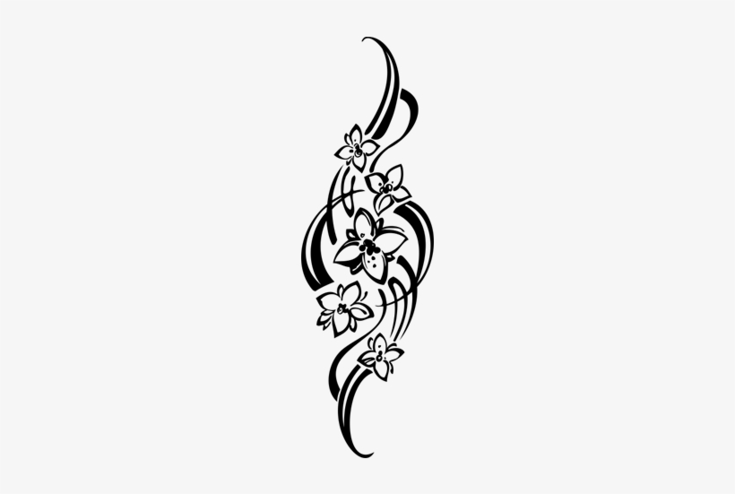 Vinilo Decorativo Líneas Tribales Y Cinco Flores - Tribales De Flores Png, transparent png download