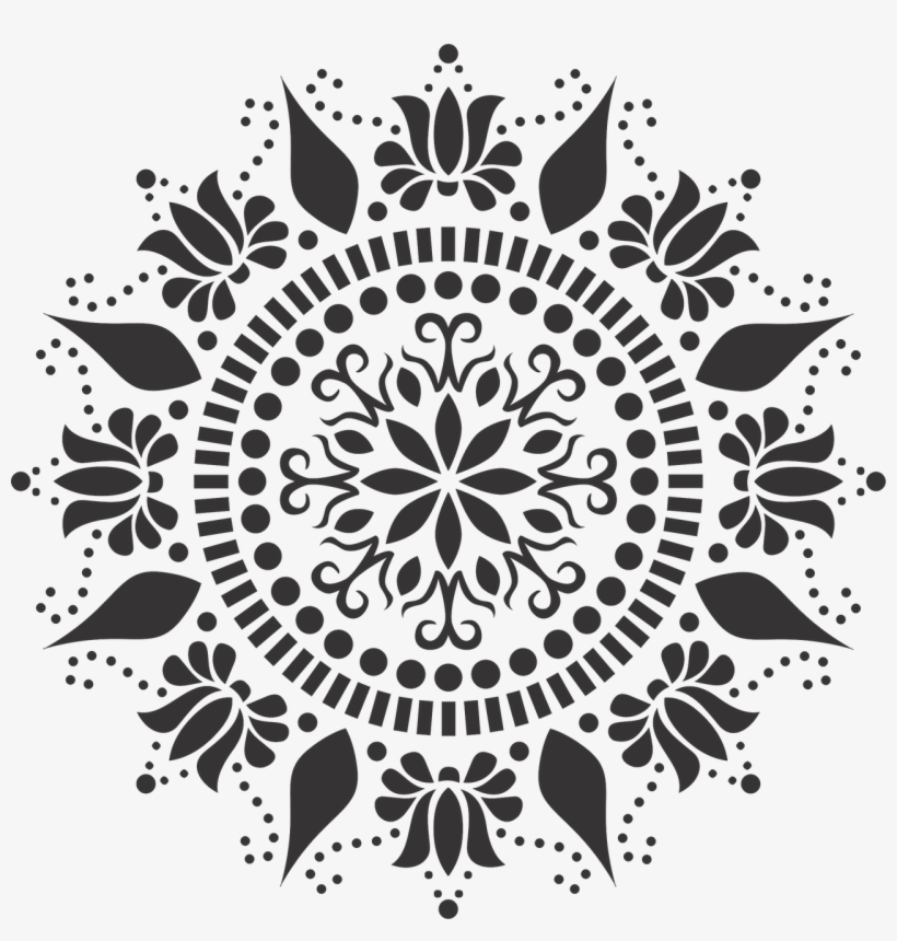 Jpg Black And White Lotus Stencil Easy And To Use Painted - Mandala Stencil, transparent png download