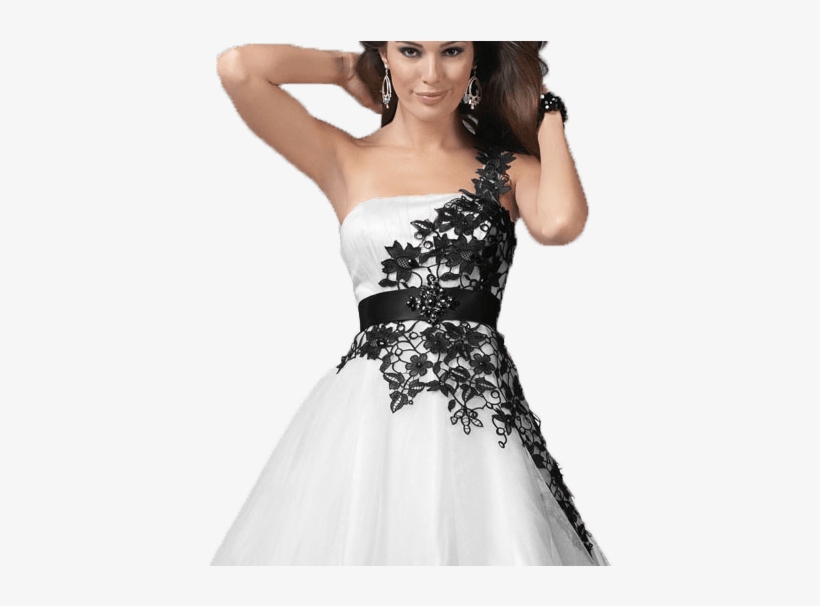 Modelos De Vestidos Curtos De Festa 1 - Prom Dresses Black And White Short, transparent png download
