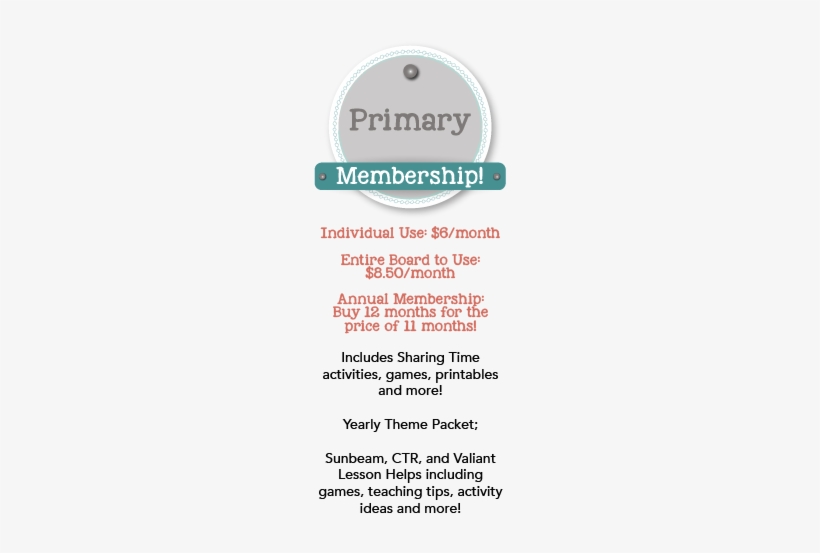 Primary Membership Includes Sharing Time Packets, Yearly - .com, transparent png download