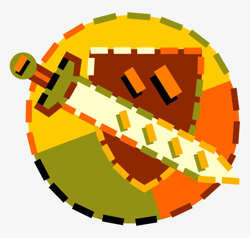 Vector Illustration Of Medieval Weapons Sword And Shield, transparent png download