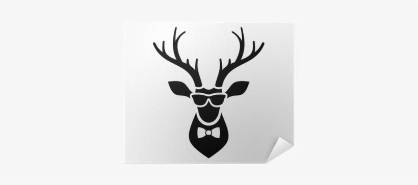 Deer Head Icon With Hipster Sunglasses And Bow Tie - Deer Sunglasses Vector, transparent png download