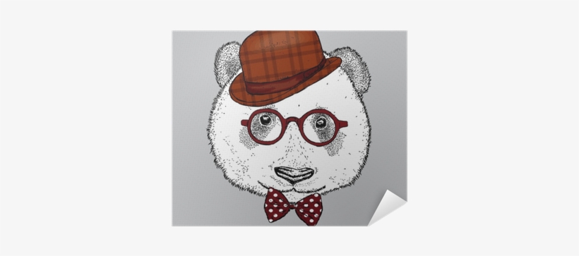 A Beautiful Panda With A Hat, Glasses And A Tie - Giant Panda, transparent png download