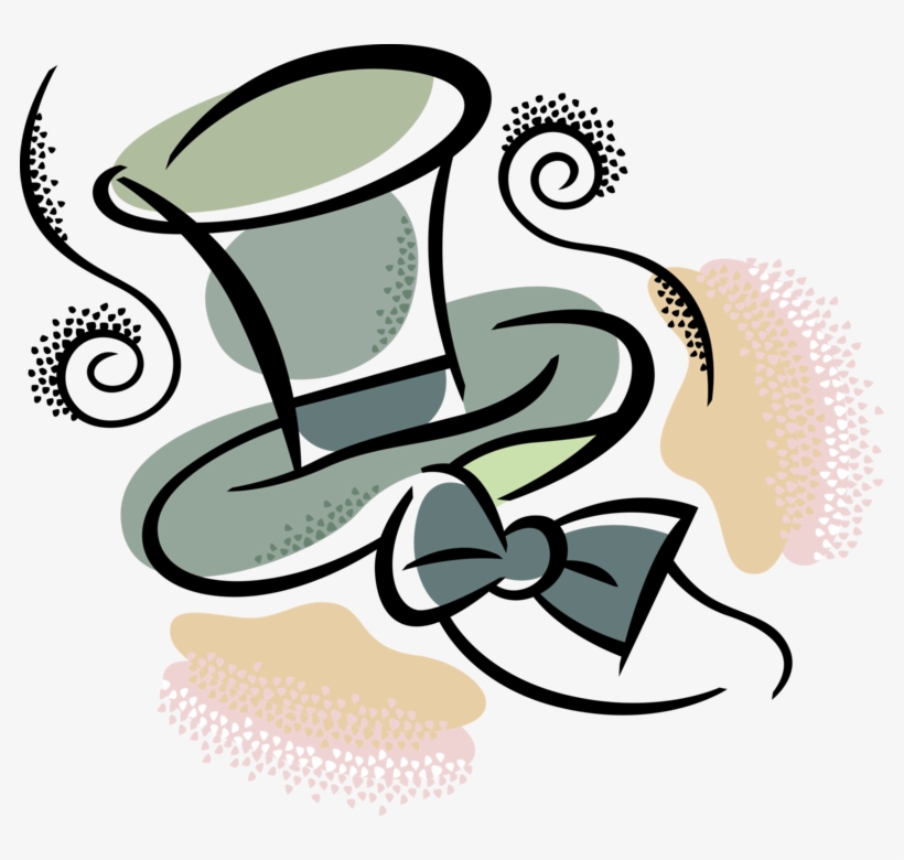 Vector Illustration Of Top Hat And Bow Tie Formal Wear - Borboleta Vetor Em Png, transparent png download