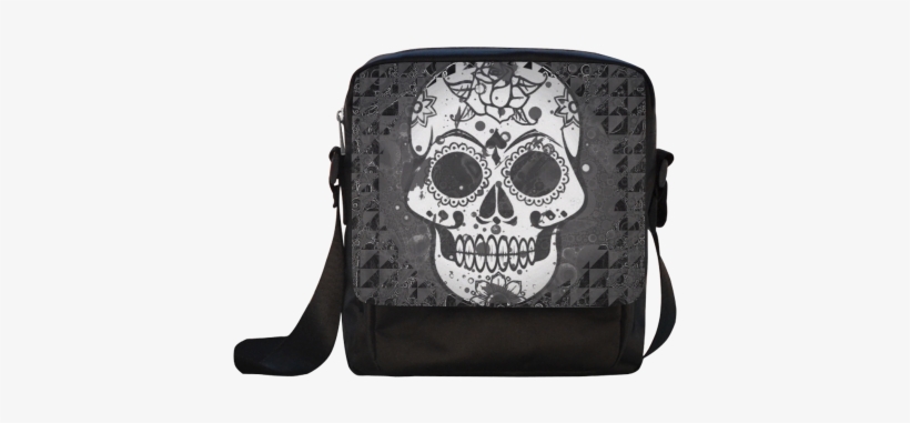 Black And White Skull Crossbody Nylon Bags - Black And White Skull Shower Curtain, transparent png download