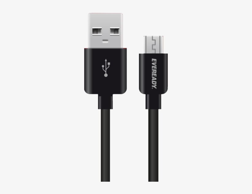 Eveready Micro Usb Cable 1m Black, White - Micro Usb Cable Png, transparent png download