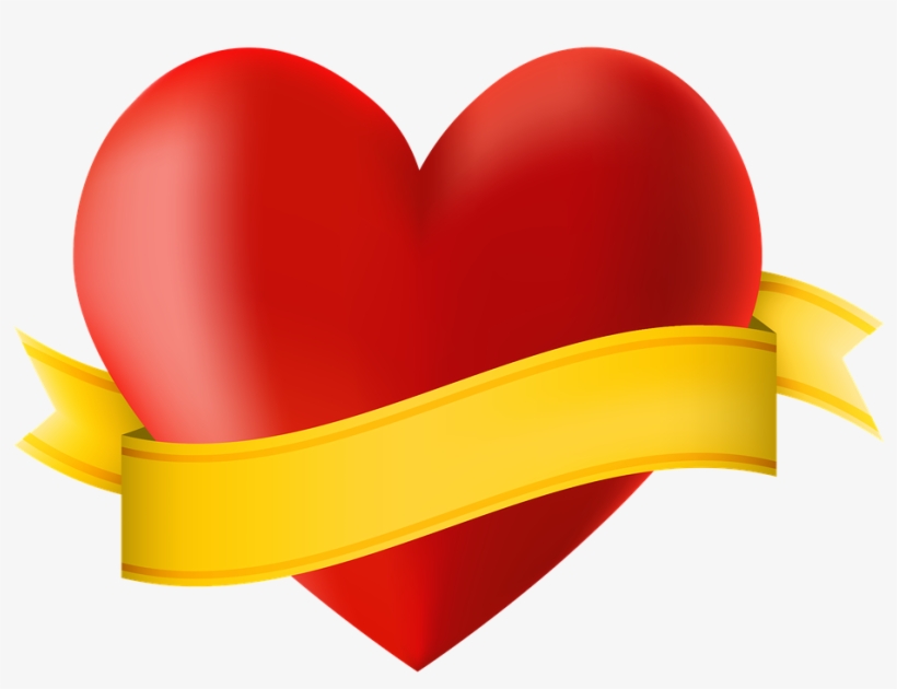 Icon, Heart, Ribbon, Banner, Copy Space, Valentine - Heart With Ribbon Png, transparent png download