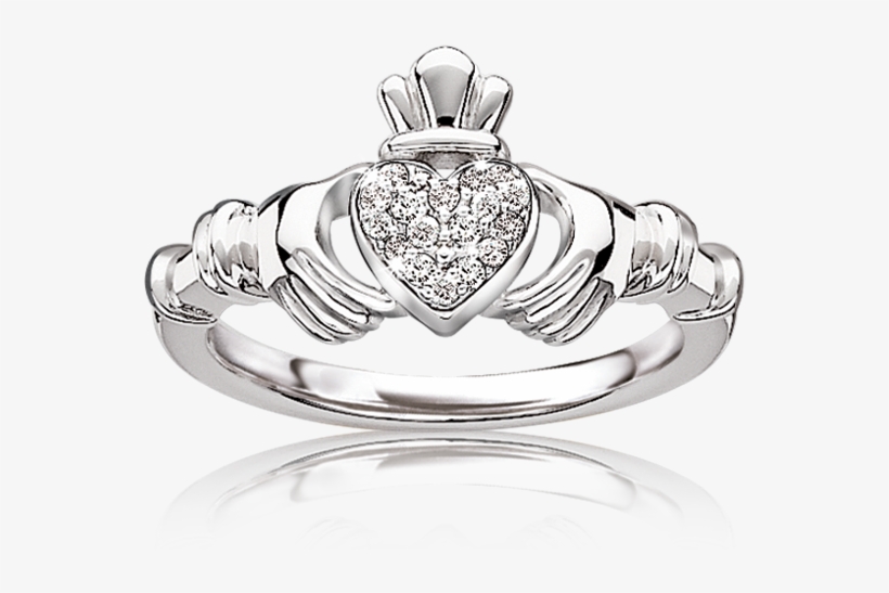 Diamond Claddagh Ring Diamond Irish Claddagh Ring In - Claddagh Ring, transparent png download