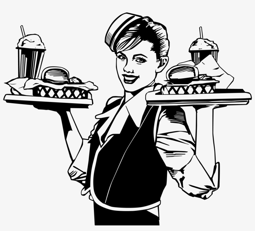 Png Black And White Library Burgers The Alibi - Retro Waitress, transparent png download