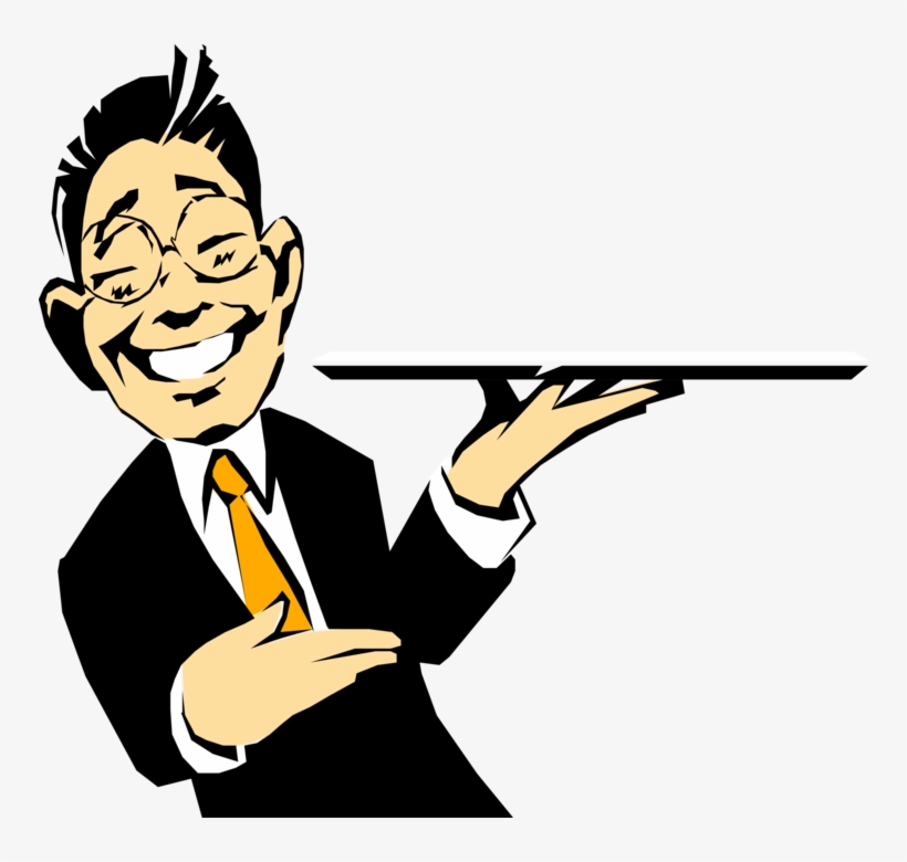 Vector Illustration Of Asian Restaurant Waiter With - Garçom Png, transparent png download