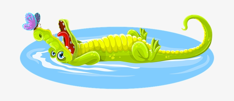 Crocodile Butterfly Animal Happy Happiness - De Krokodil Ligt In Het Water, transparent png download