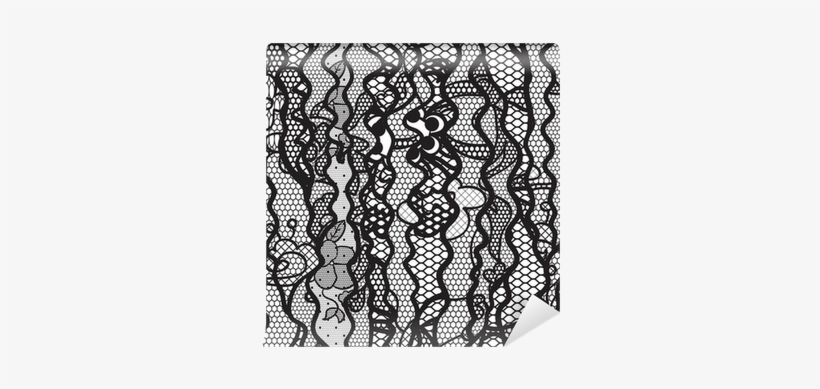 Black Lace Vector Fabric Seamless Pattern With Lines - Secret Key Face Coating Angel Cushion (#23 Dark Angel), transparent png download