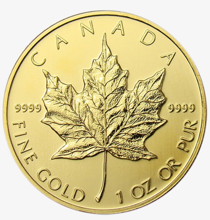 1 Oz Gold Canadian Maple Leaf - Fine Gold Maple Leaf, transparent png download