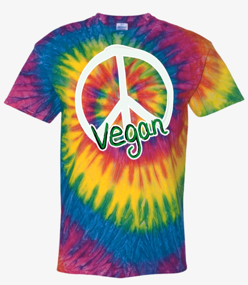 Vegan Peace Sign Hand Lettered Tie Dyed T Shirt S-5xl - T-shirt, transparent png download