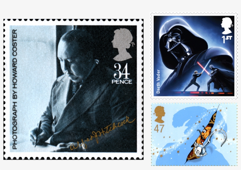 Three Stamps Depicting Alfred Hitchcock, Darth Vader - Howard Carter Stamp, transparent png download