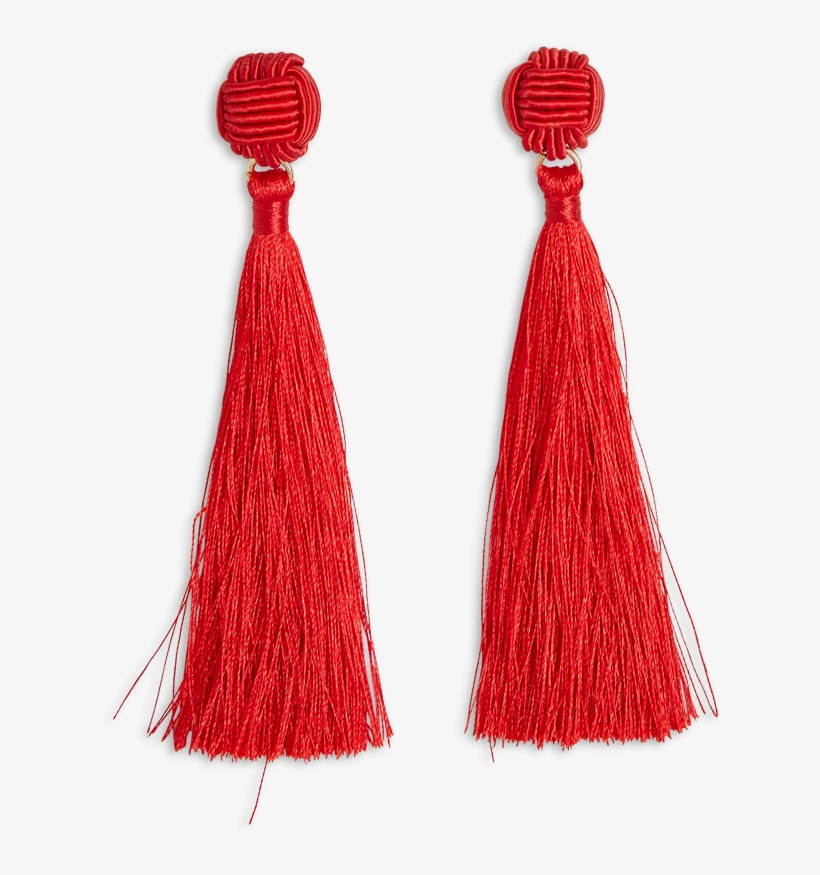 Tassel Earrings Red - Womens Fabric Tassel Earrings, transparent png download