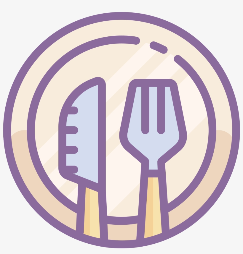 There Is A Single Dish With Only One Fork And One Knife - Meal Icon, transparent png download