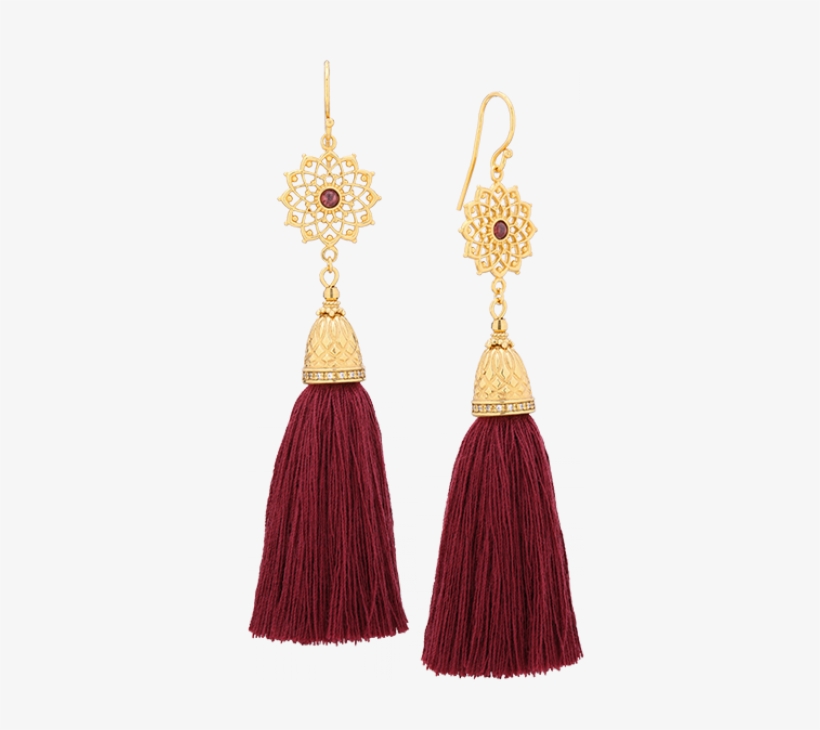 Earrings With Latina Rosette And Tassel - Earring, transparent png download