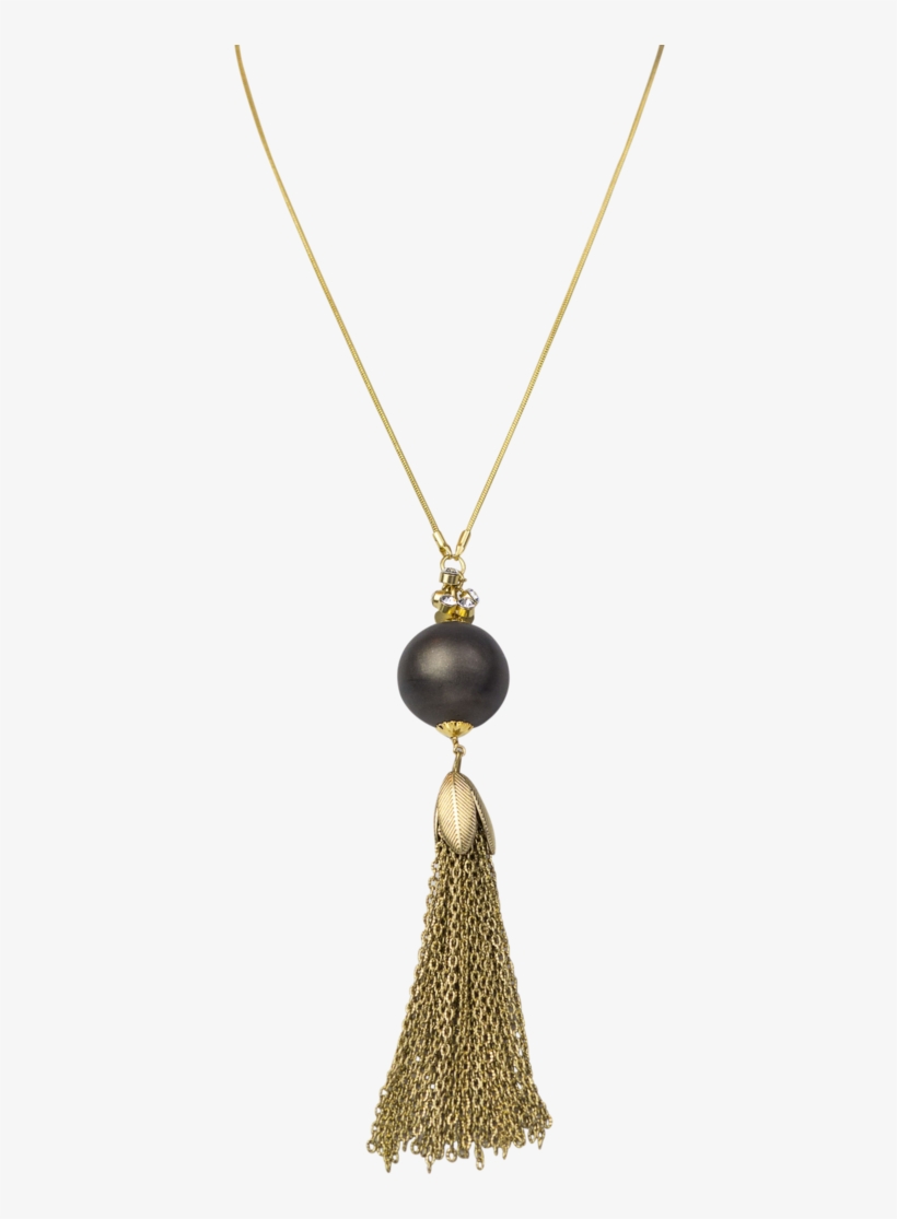 30" Smoke Pearl Tassel Necklace - Locket, transparent png download