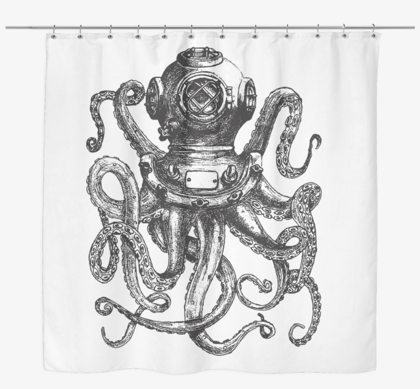 This Shower Curtain Is A Unique Artwork That Comes - Mk5 Dive Helmet Vector, transparent png download