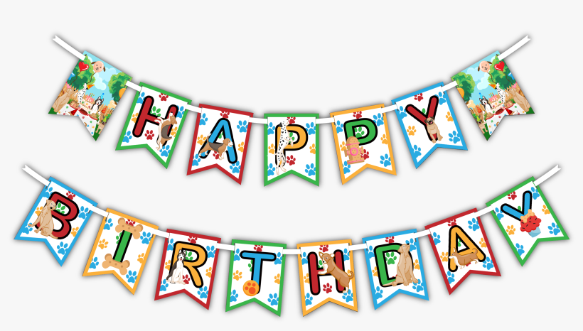 Puppy Dog "happy Birthday" Party Banner - Birthday, transparent png download