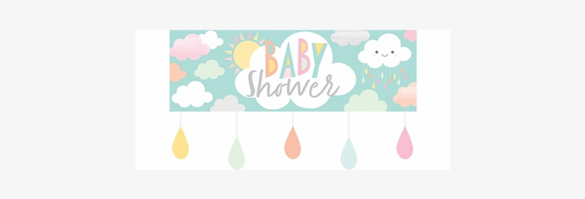 Happy Showers Party Banner - Baby Shower Banner Clouds, transparent png download