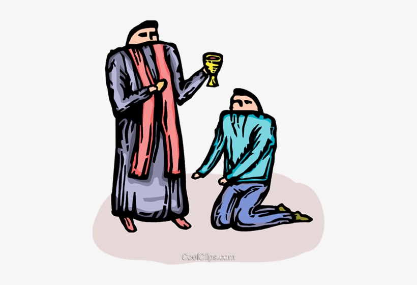 Priest Giving Communion To A Parishioner Royalty Free - Priest Giving Communion Clipart, transparent png download