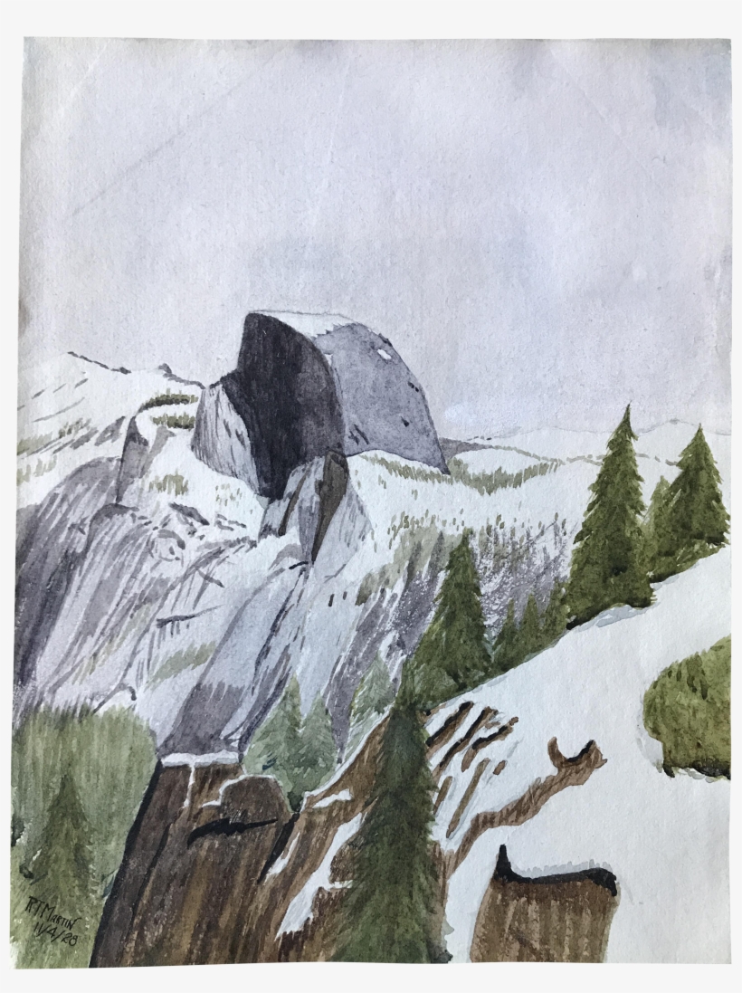 1928 Yosemite Half Dome Watercolor Painting - Yosemite National Park, transparent png download