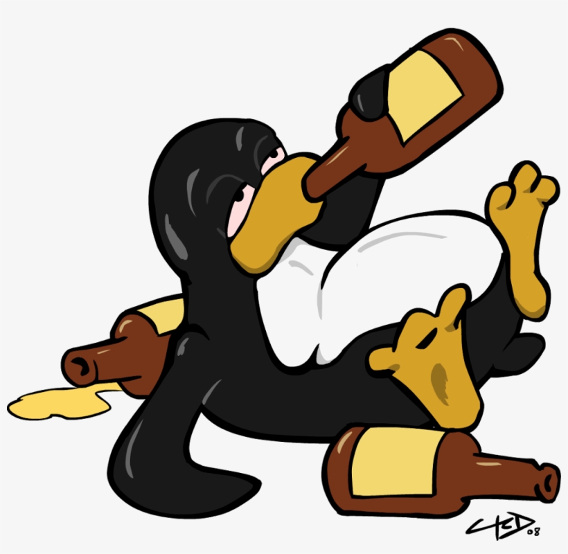 Click For Full Size - Happy Birthday Drunk Penguin, transparent png download