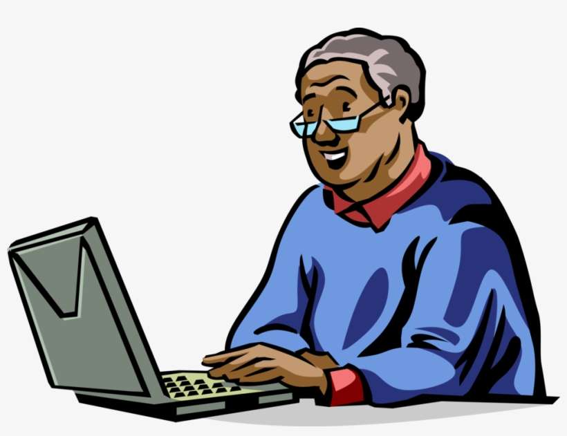 Vector Illustration Of Businessman Accesses Internet - Cartoon, transparent png download