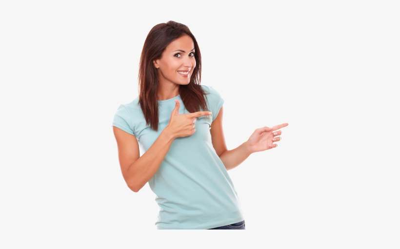 Payment On Completion - Girl Pointing Left, transparent png download