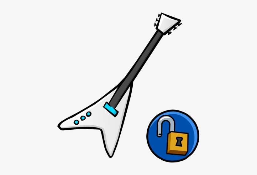 White Electric Guitar Icon - Club Penguin Blue, transparent png download