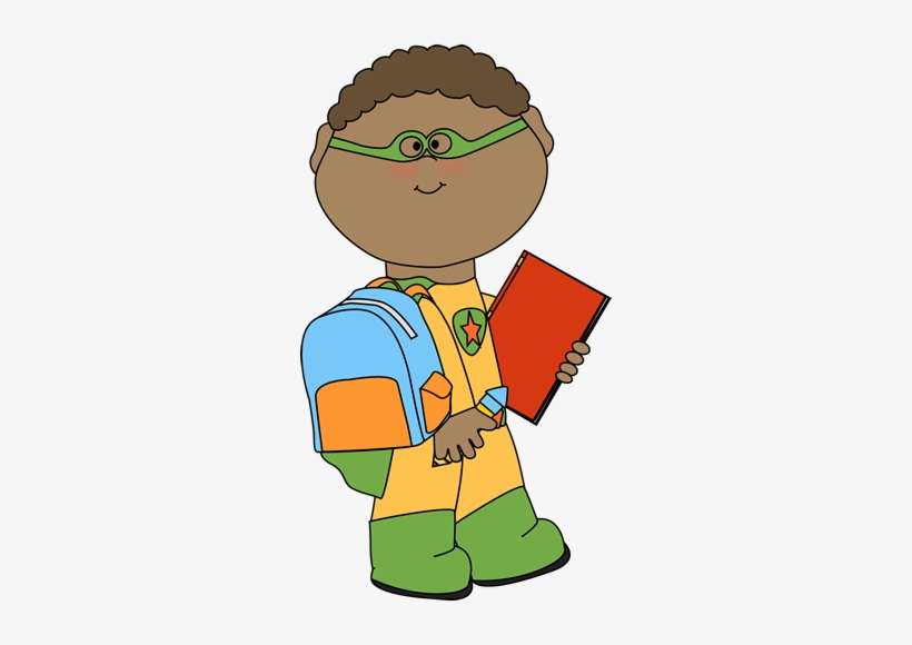 Boy Superhero Going To School Clip Art Boy Superhero - Boy Superhero Going To School, transparent png download