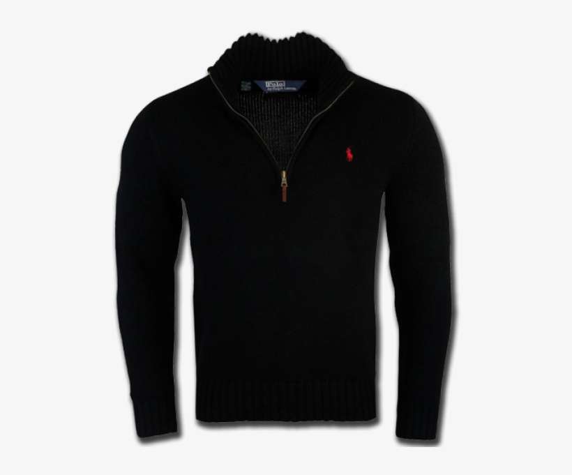 ~ralph Lauren Polo Half Zip Custom Fit Black Sweater - Ralph Lauren Sweater Black, transparent png download