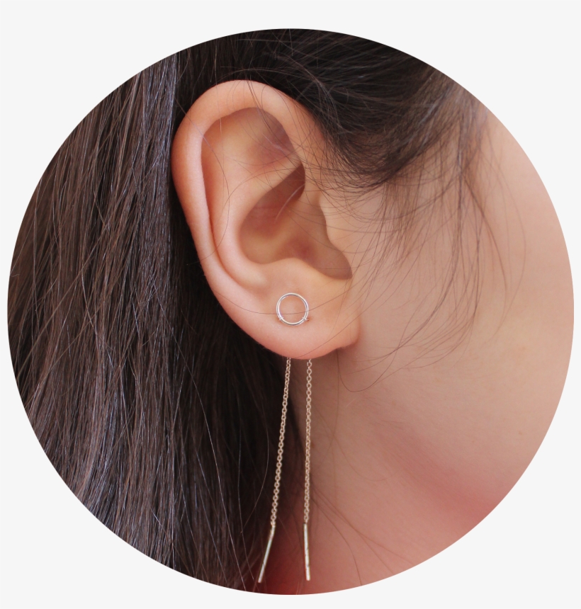 There Is A Girl With Dark Brown Hair Behind Her Ear, - Earring, transparent png download