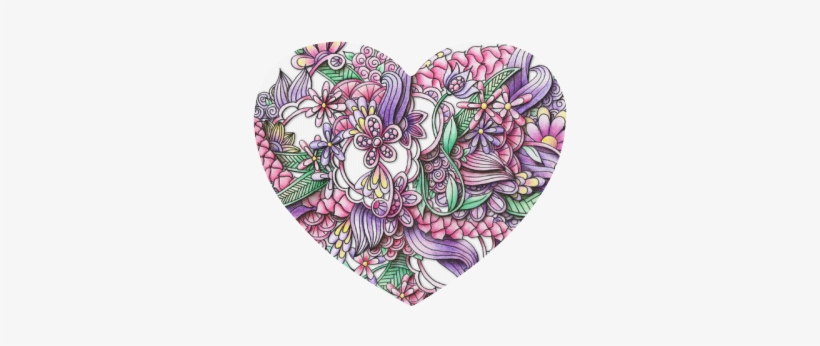 Pink Purple Flower Drawing Heart-shaped Mousepad - Drawing, transparent png download
