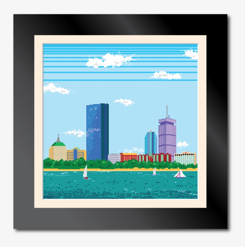 8-bit Boston Skyline - Pixel Phone Background, transparent png download