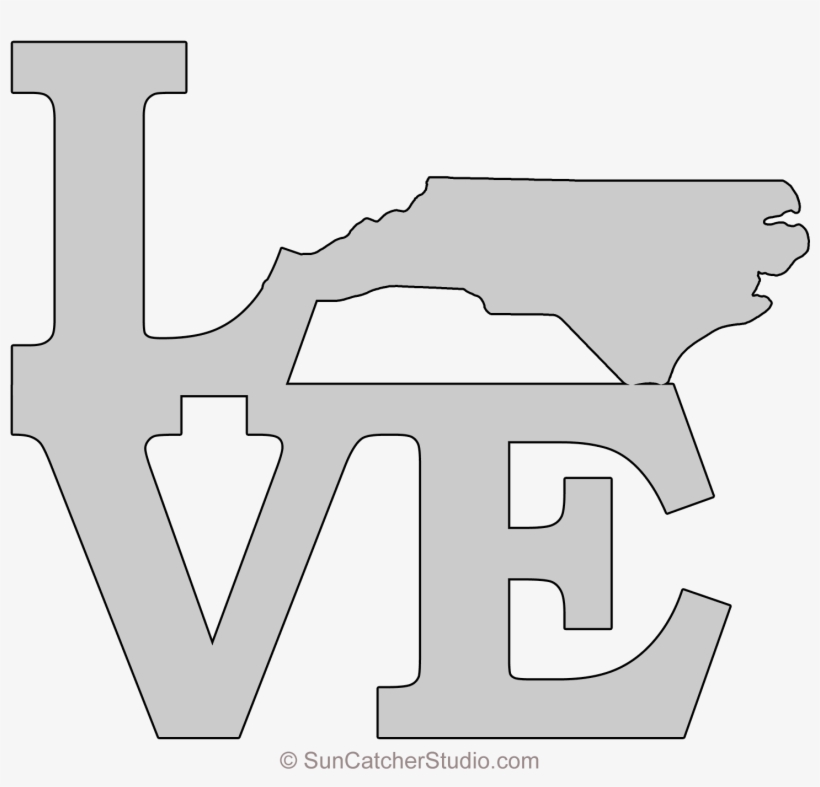 North Carolina Love Map Outline Scroll Saw Pattern - White Shirts Firefighter Autism, transparent png download