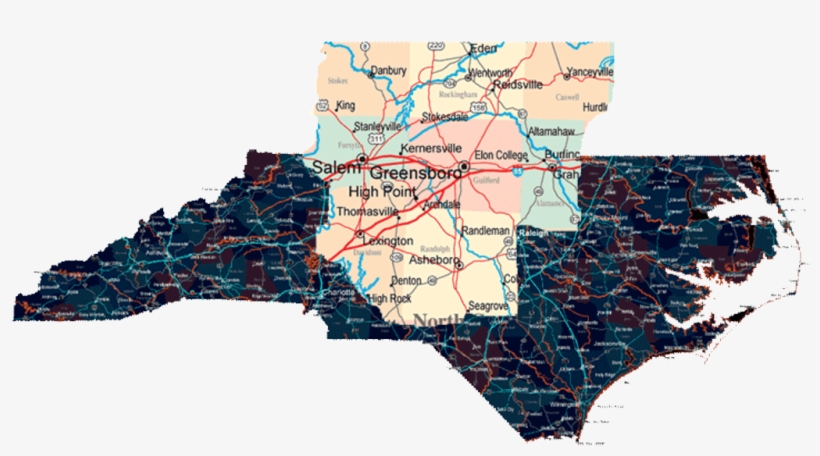 Nc Youth Academy - Map Of North Carolina, transparent png download