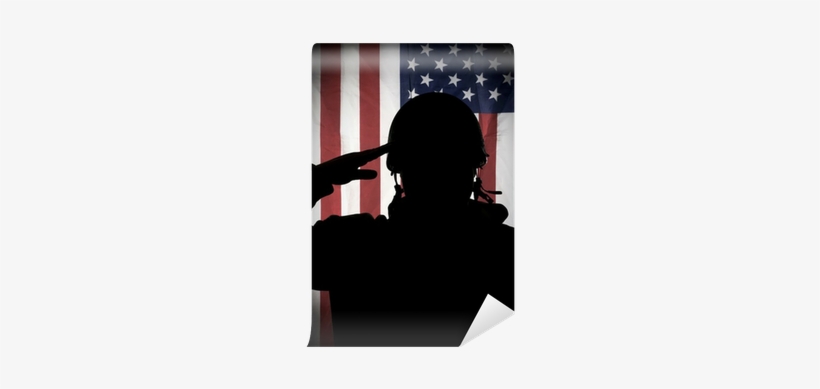 American Soldier Saluting To Usa Flag Wall Mural • - National Hire A Veteran Day, transparent png download
